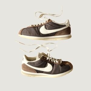 Nike Cortez Sneakers Brown Suede Nylon Low Top Retro Running Shoes Womens 8.5